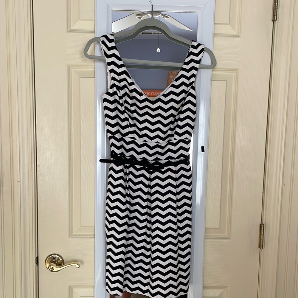 White House Black Market Chevron Midi Dress - Black and White